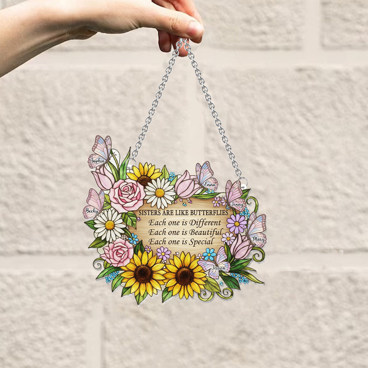 Sisters Are Like Butterflies - Personalized Sister Window Hanging Suncatcher Ornament