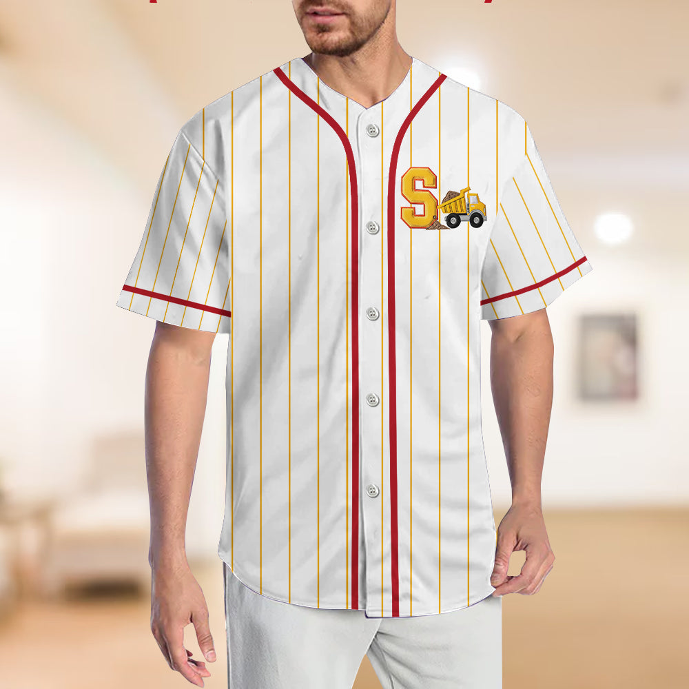 Véhicules de construction de l'alphabet - Maillot de baseball personnalisé pour enfant