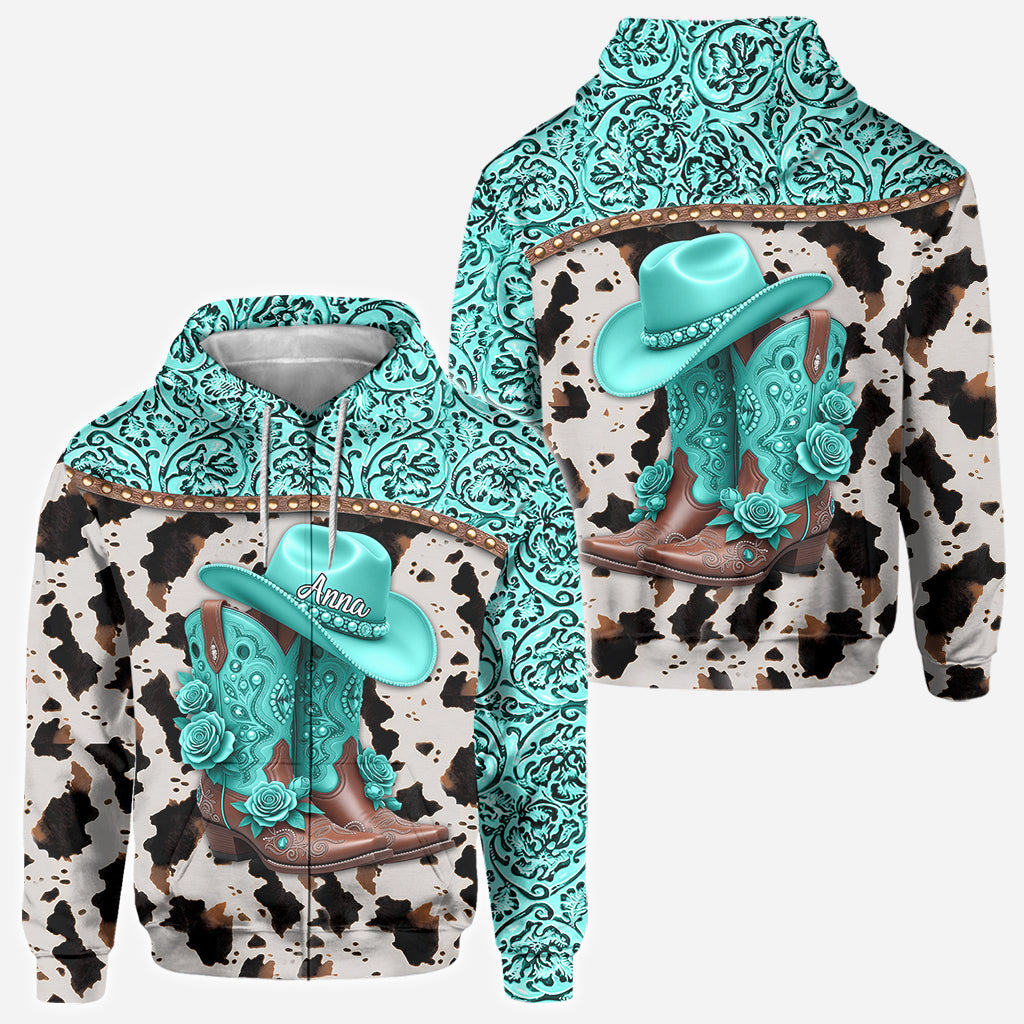 Western Cowgirl Boots - Personalized Cowgirl All Over Shirt