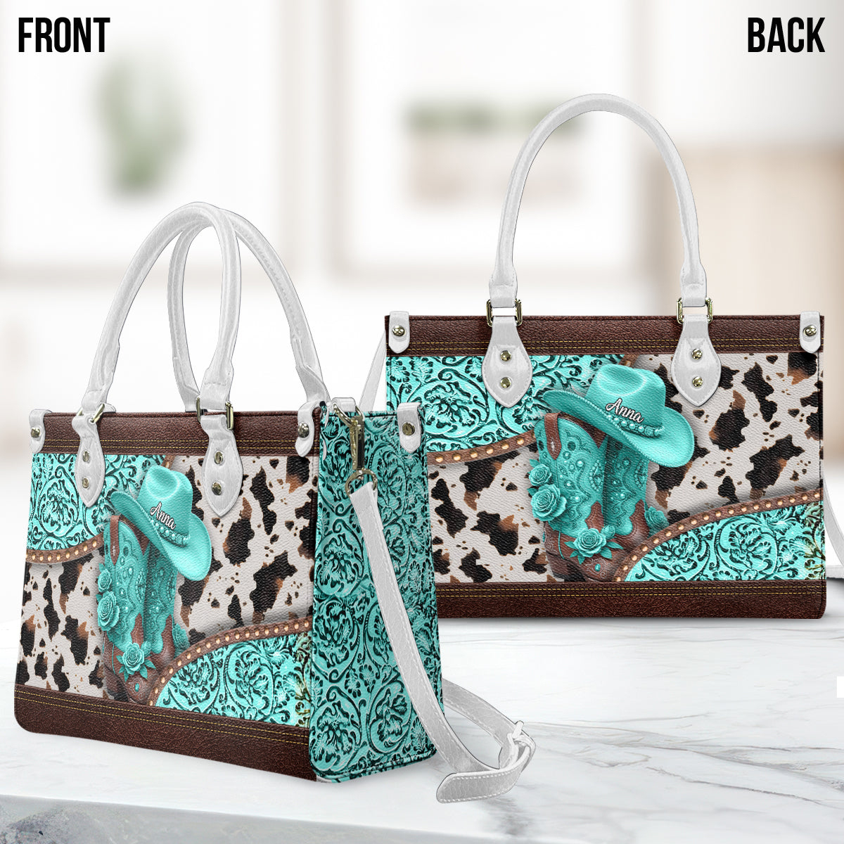 Bottes de cowgirl western - Sac à main en cuir personnalisé pour cowgirl