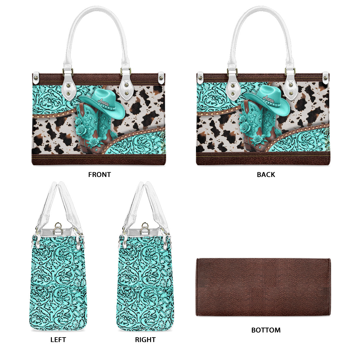 Bottes de cowgirl western - Sac à main en cuir personnalisé pour cowgirl