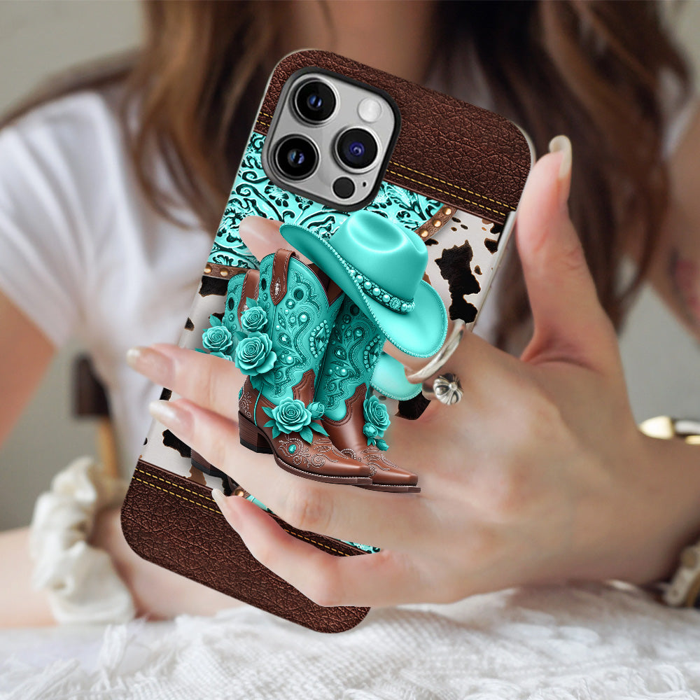 Western Cowgirl Boot - Personalized Cowgirl Full Print Phone Case