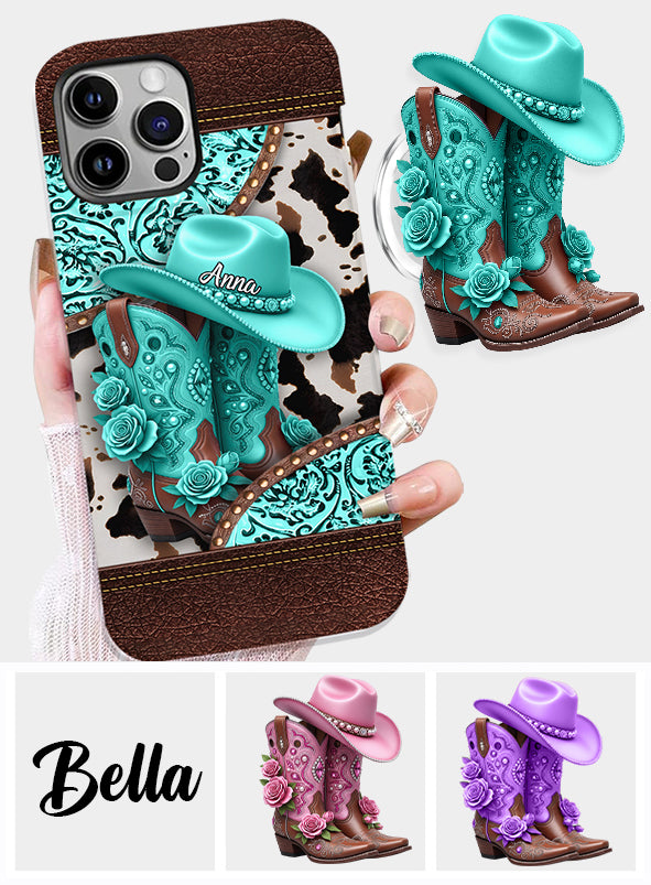 Western Cowgirl Boot - Personalized Cowgirl Full Print Phone Case