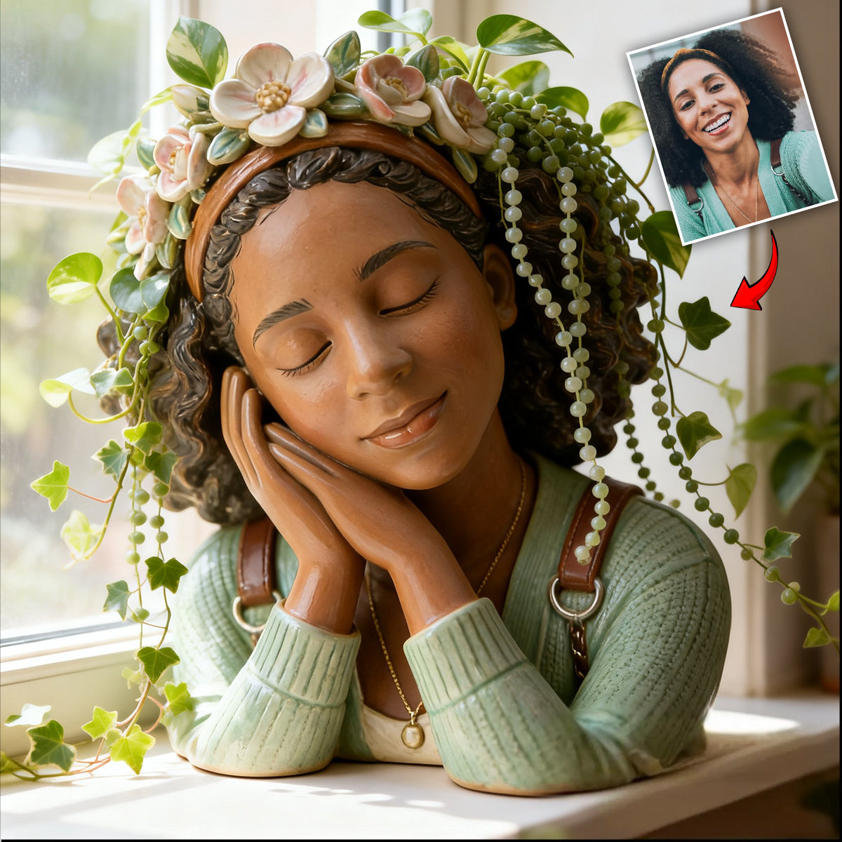 Dreaming Girl - Personalized Gardening Custom Shape Acrylic Flower Vase