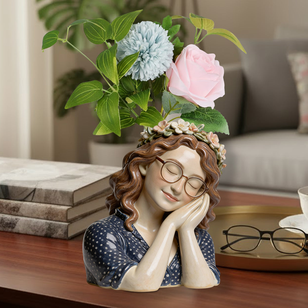 Dreaming Girl - Personalized Gardening Custom Shape Acrylic Flower Vase