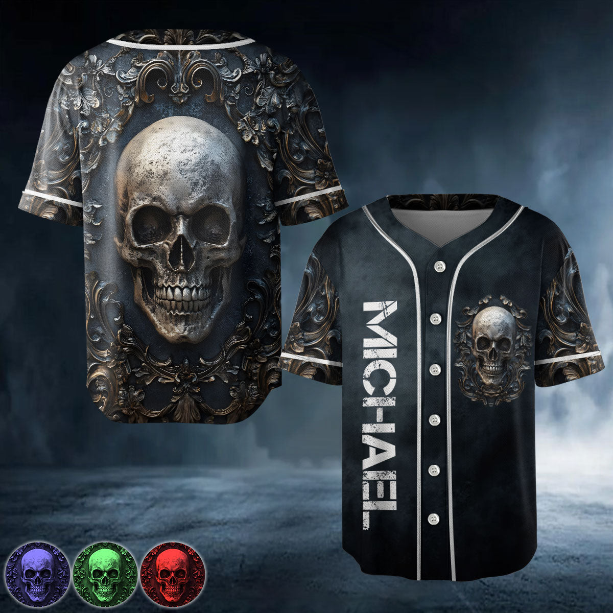 Strong Skull - Personalized Skull Baseball Jersey