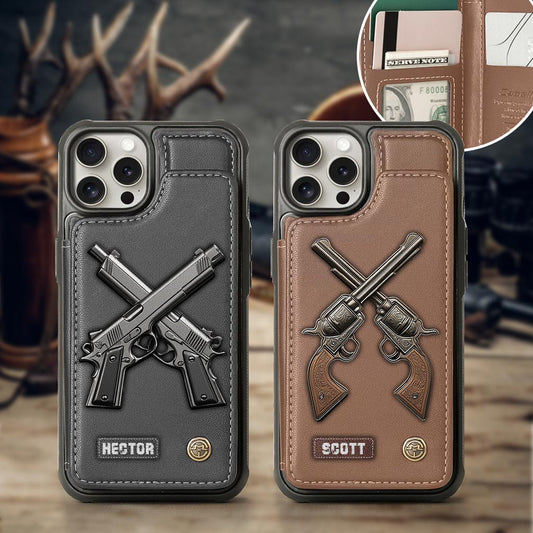 Crossed Pistols - Personalized Tactical equipment Wallet Phone Case