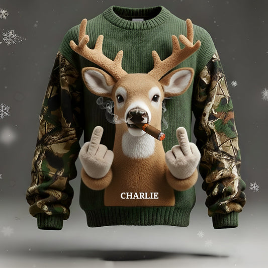 La saison de la chasse approche - Pull de chasse moche personnalisé