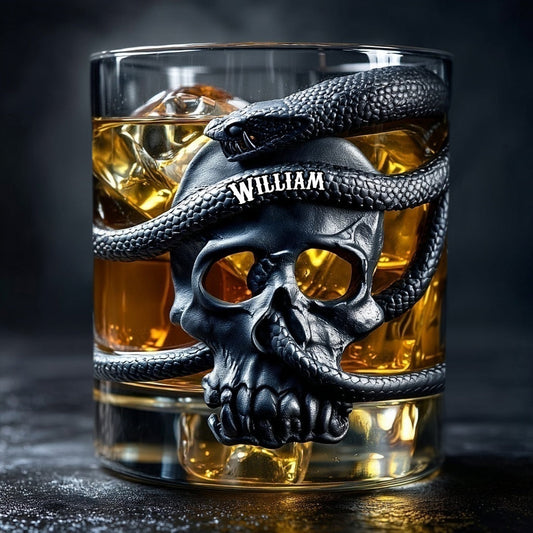 Verre à whisky personnalisé Tête de mort et Serpent
