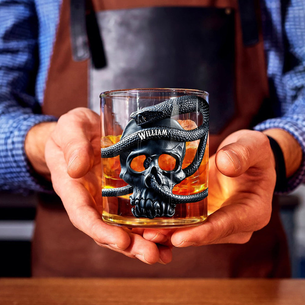 Skull & Snake - Personalized Skull Whiskey Glass