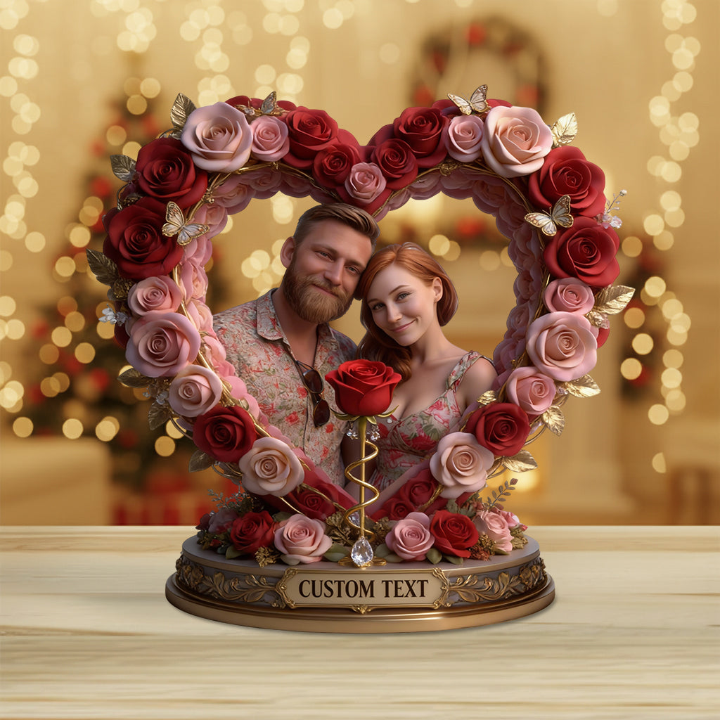 Custom Rose Couple Table Decor From Any Photo - Personalized Couple Custom Shaped Acrylic Plaque