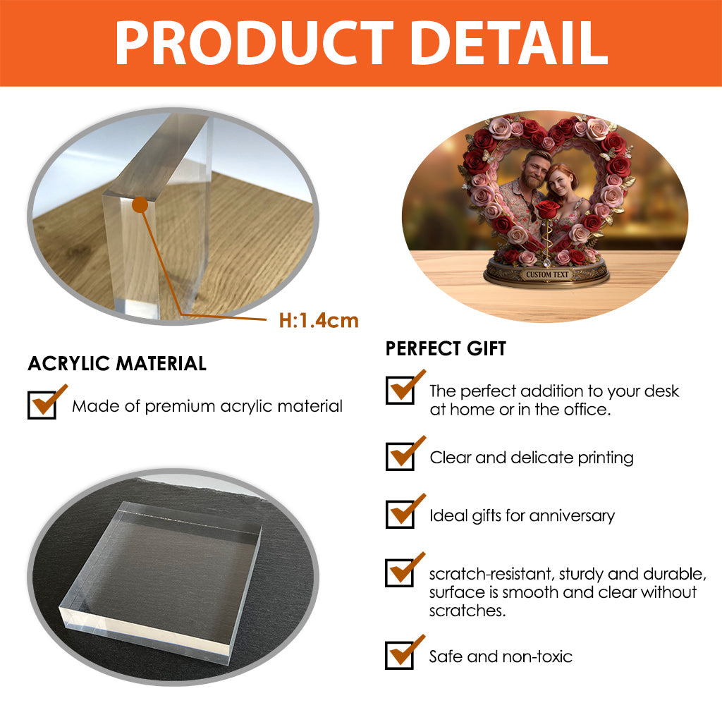 Custom Rose Couple Table Decor From Any Photo - Personalized Couple Custom Shaped Acrylic Plaque