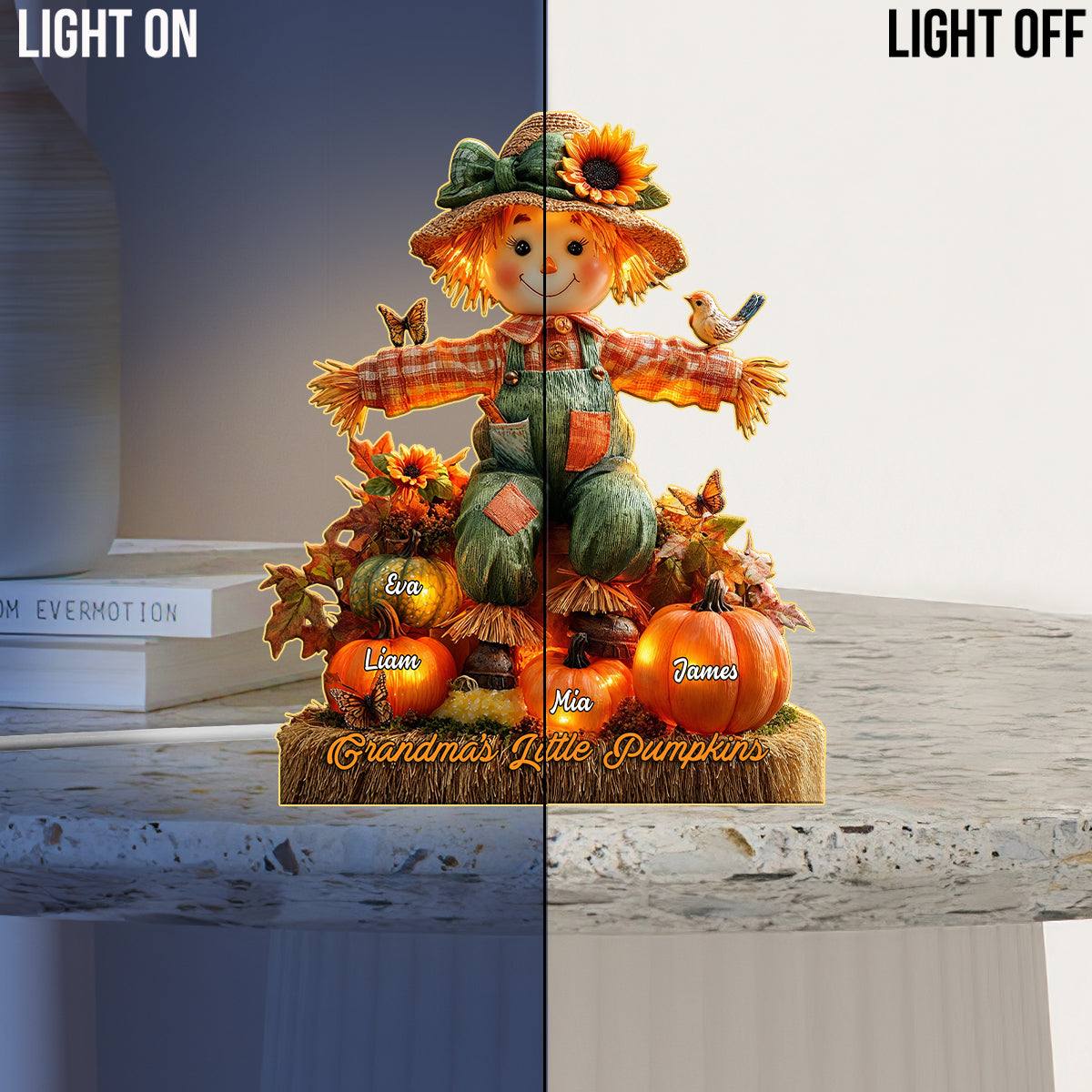 Veilleuse LED personnalisée « Petites Citrouilles de Grand-Mère » en acrylique