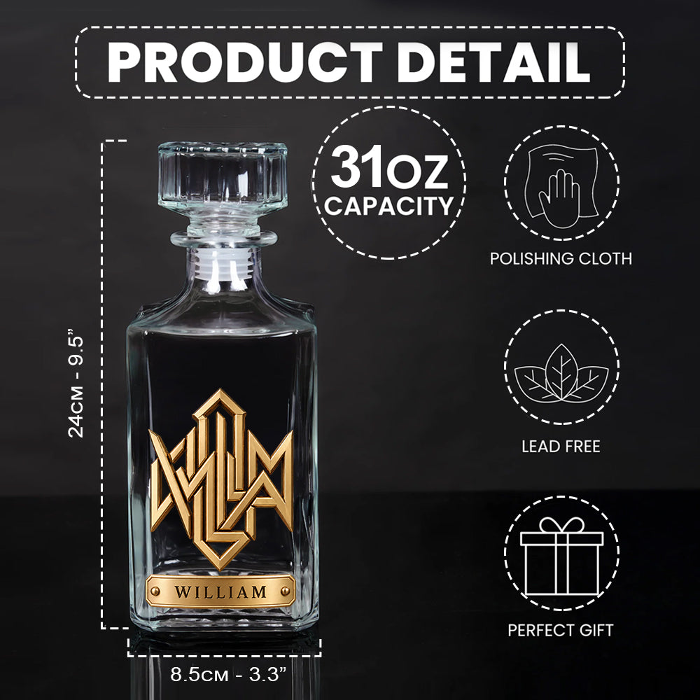 Luxury Name Logo - Personalized Real Men Whiskey Decanter Set