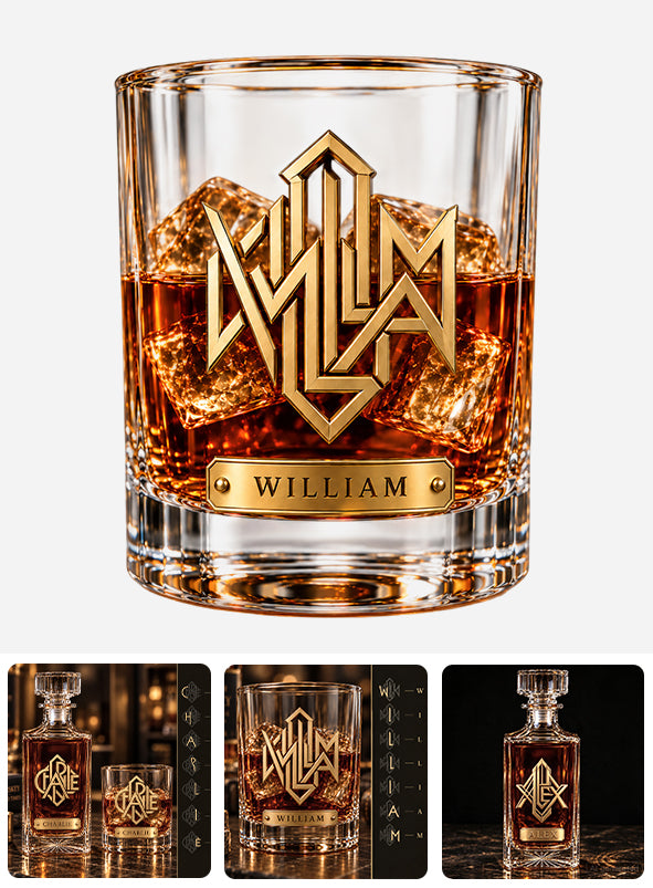 Luxury Name Logo - Personalized Real Men Whiskey Decanter Set