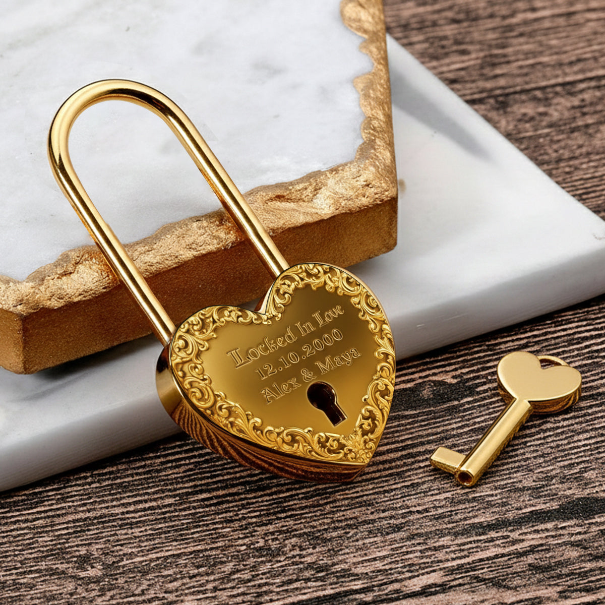 Locked In Love, Till Death Do Us Part - Personalized Skull Heart Padlock