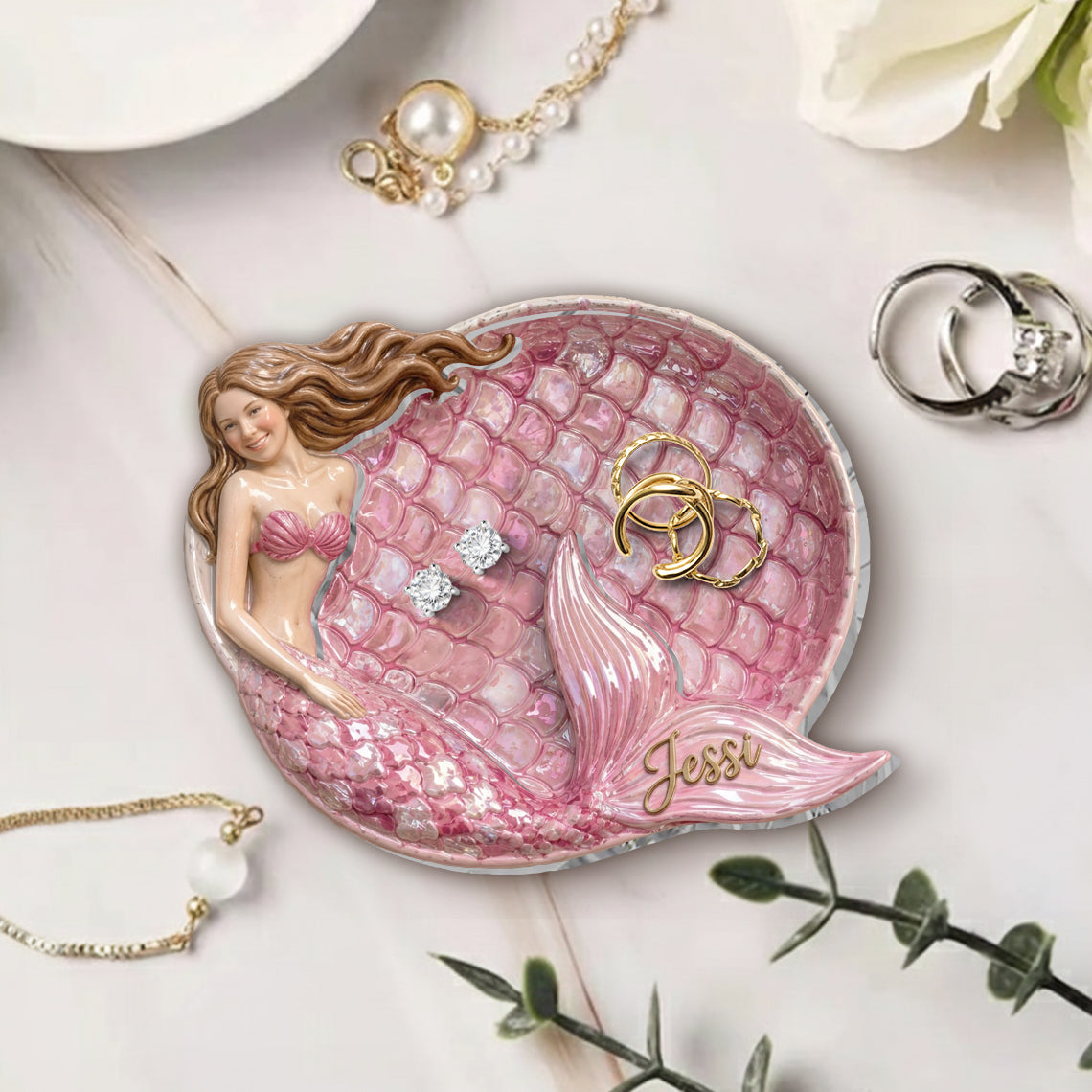 Beautiful Mermaid - Personalized Mermaid Catch-All Tray