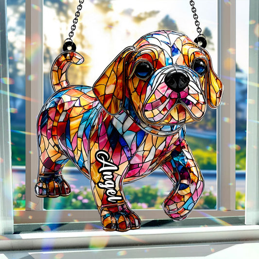 Adorable Bulldog - Personalized French Bulldog Window Hanging Suncatcher Ornament