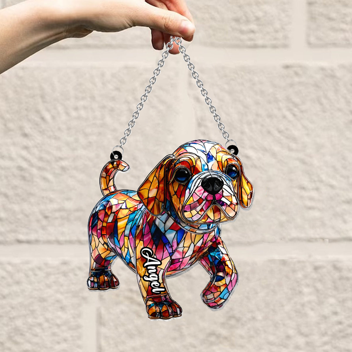 Adorable Bulldog - Personalized French Bulldog Window Hanging Suncatcher Ornament