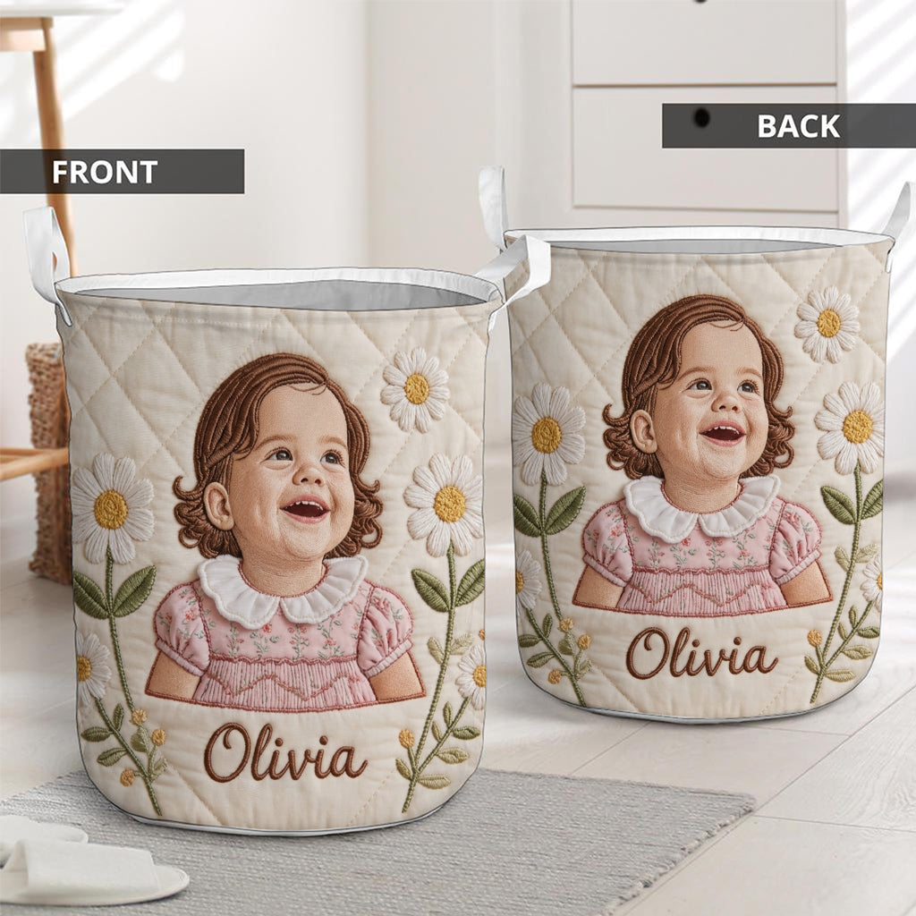 Custom From Any Flower, Any Photo - Personalized Birth Month Flower Storage Basket