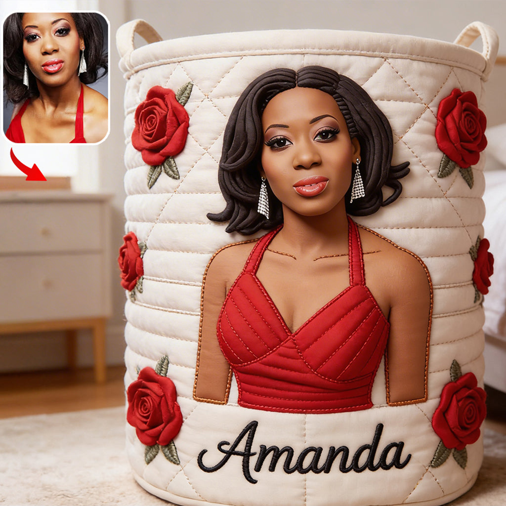 Custom From Any Flower, Any Photo - Personalized Birth Month Flower Storage Basket