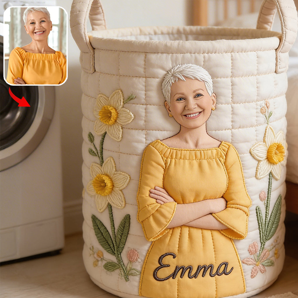 Custom From Any Flower, Any Photo - Personalized Birth Month Flower Storage Basket