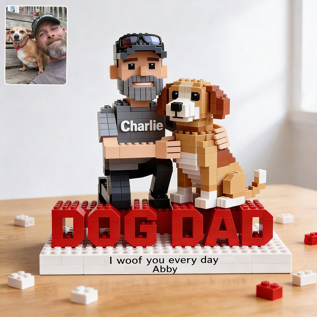 Cadeau pour Papa Chien - Blocs de Construction Personnalisés en Forme de Chien