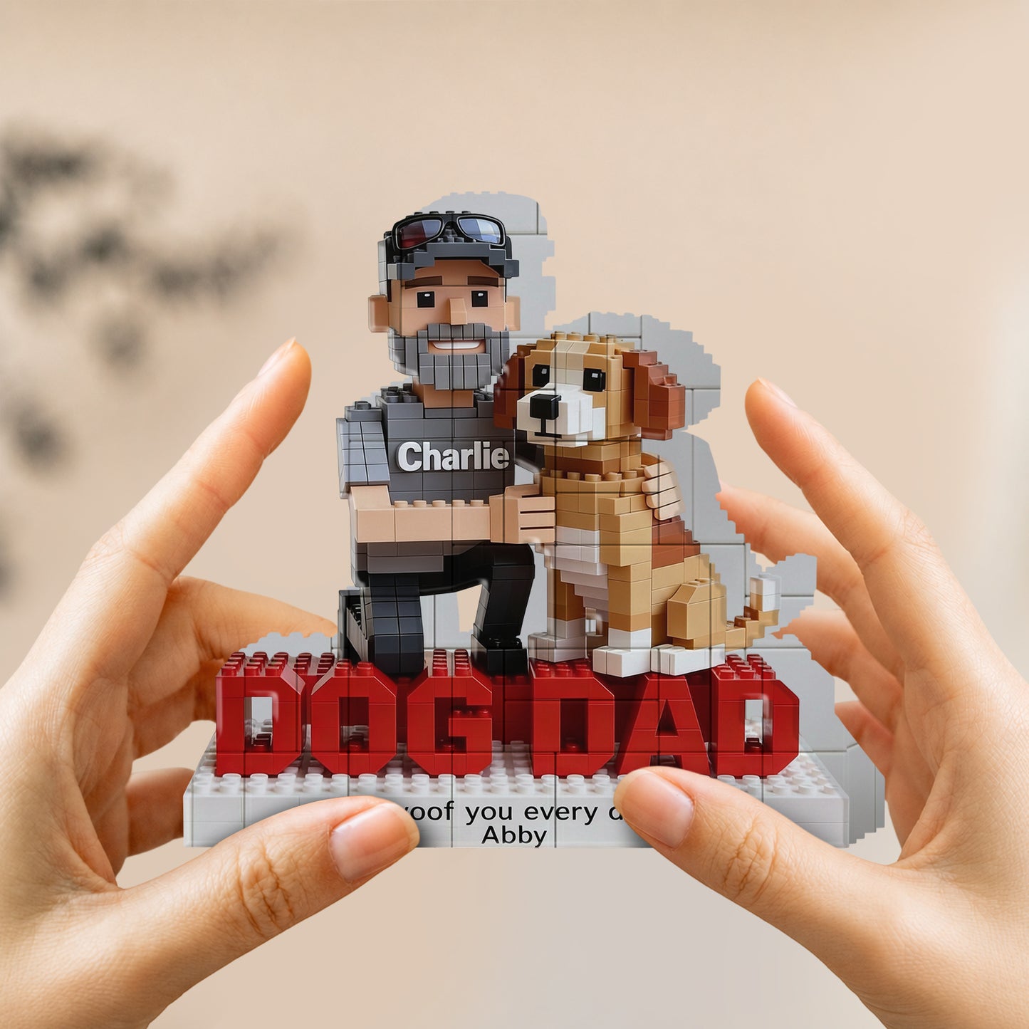 Cadeau pour Papa Chien - Blocs de Construction Personnalisés en Forme de Chien