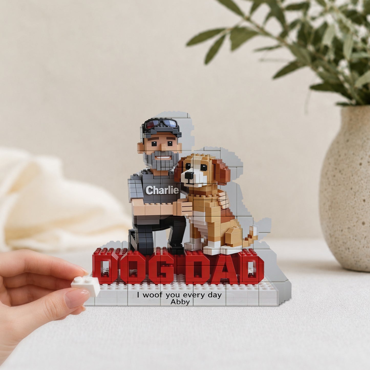 Cadeau pour Papa Chien - Blocs de Construction Personnalisés en Forme de Chien