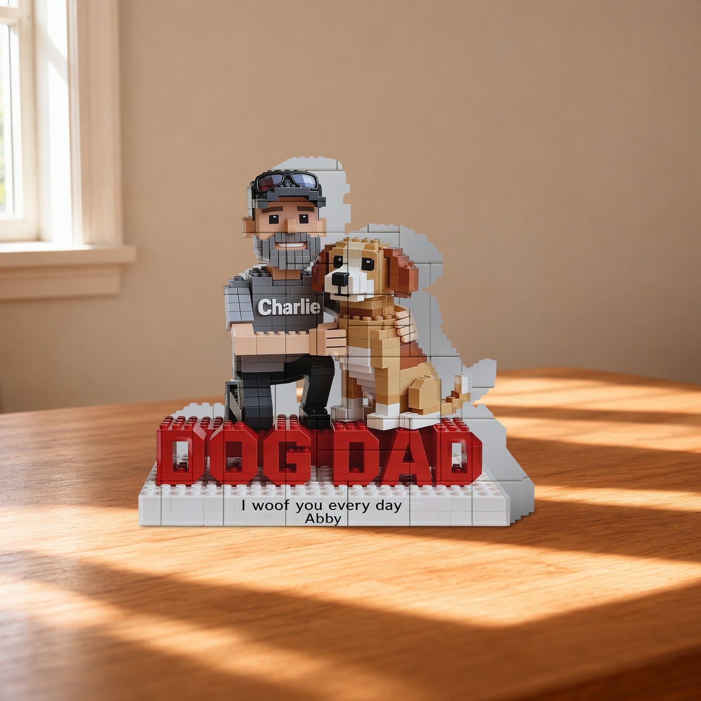 Cadeau pour Papa Chien - Blocs de Construction Personnalisés en Forme de Chien