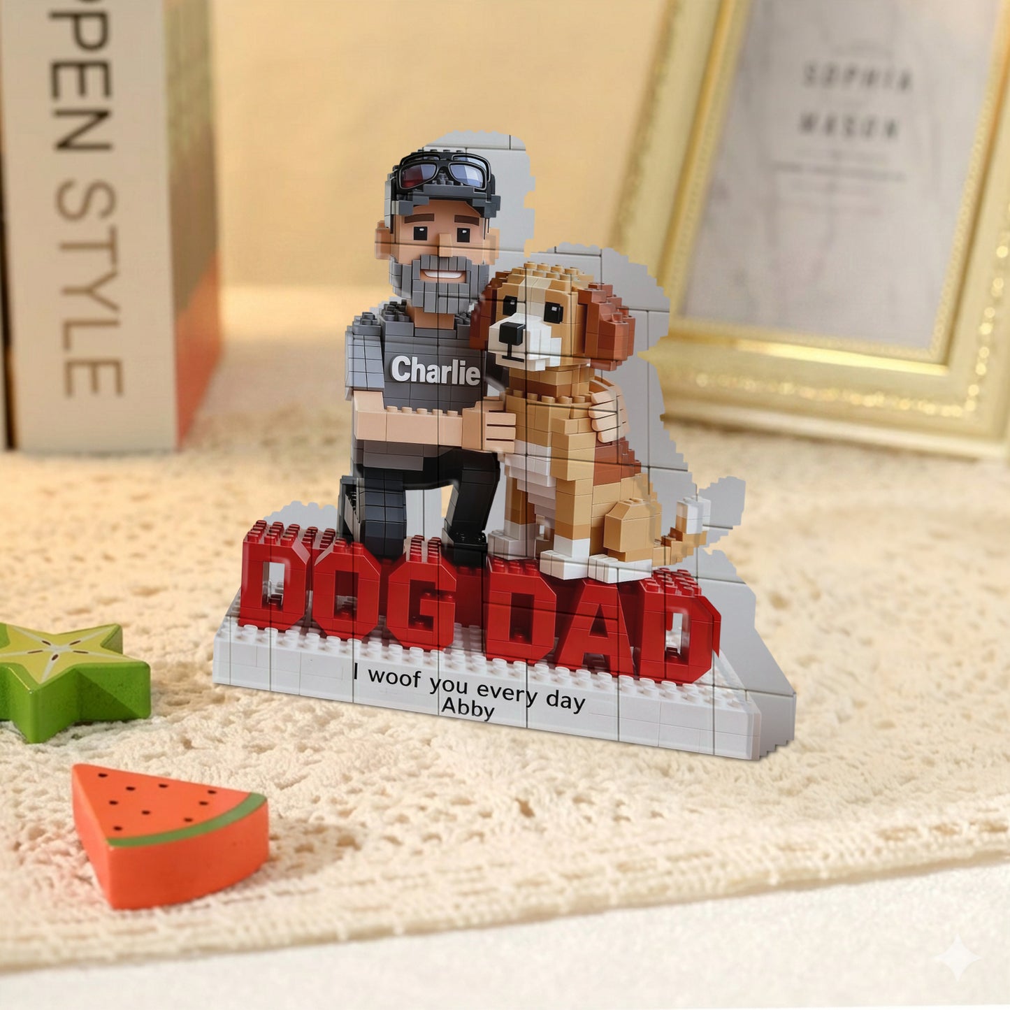 Cadeau pour Papa Chien - Blocs de Construction Personnalisés en Forme de Chien