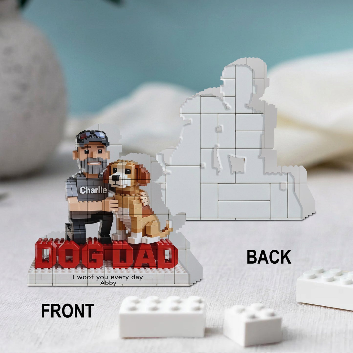 Cadeau pour Papa Chien - Blocs de Construction Personnalisés en Forme de Chien