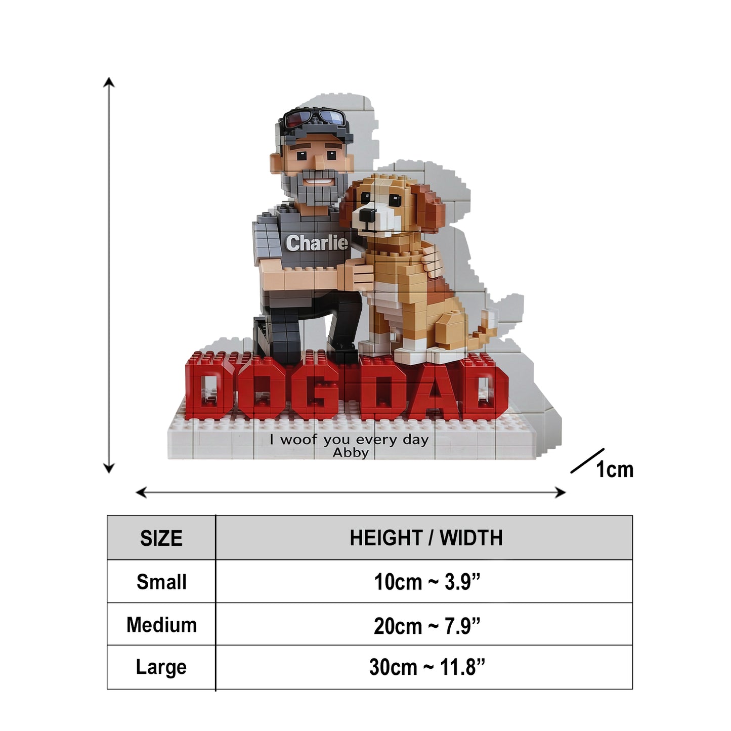 Cadeau pour Papa Chien - Blocs de Construction Personnalisés en Forme de Chien