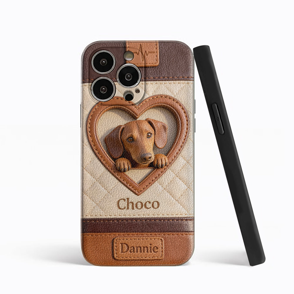 Étui de téléphone en cuir personnalisé à partir de n'importe quelle photo - Étui de téléphone en cuir pour chien personnalisé
