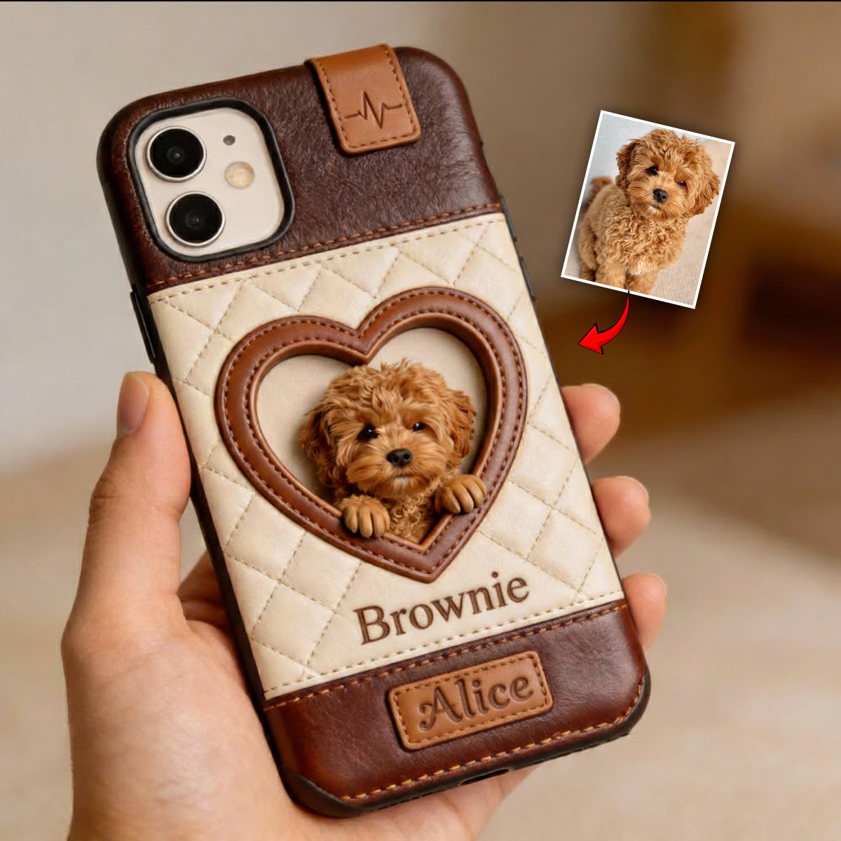 Étui de téléphone en cuir personnalisé à partir de n'importe quelle photo - Étui de téléphone en cuir pour chien personnalisé
