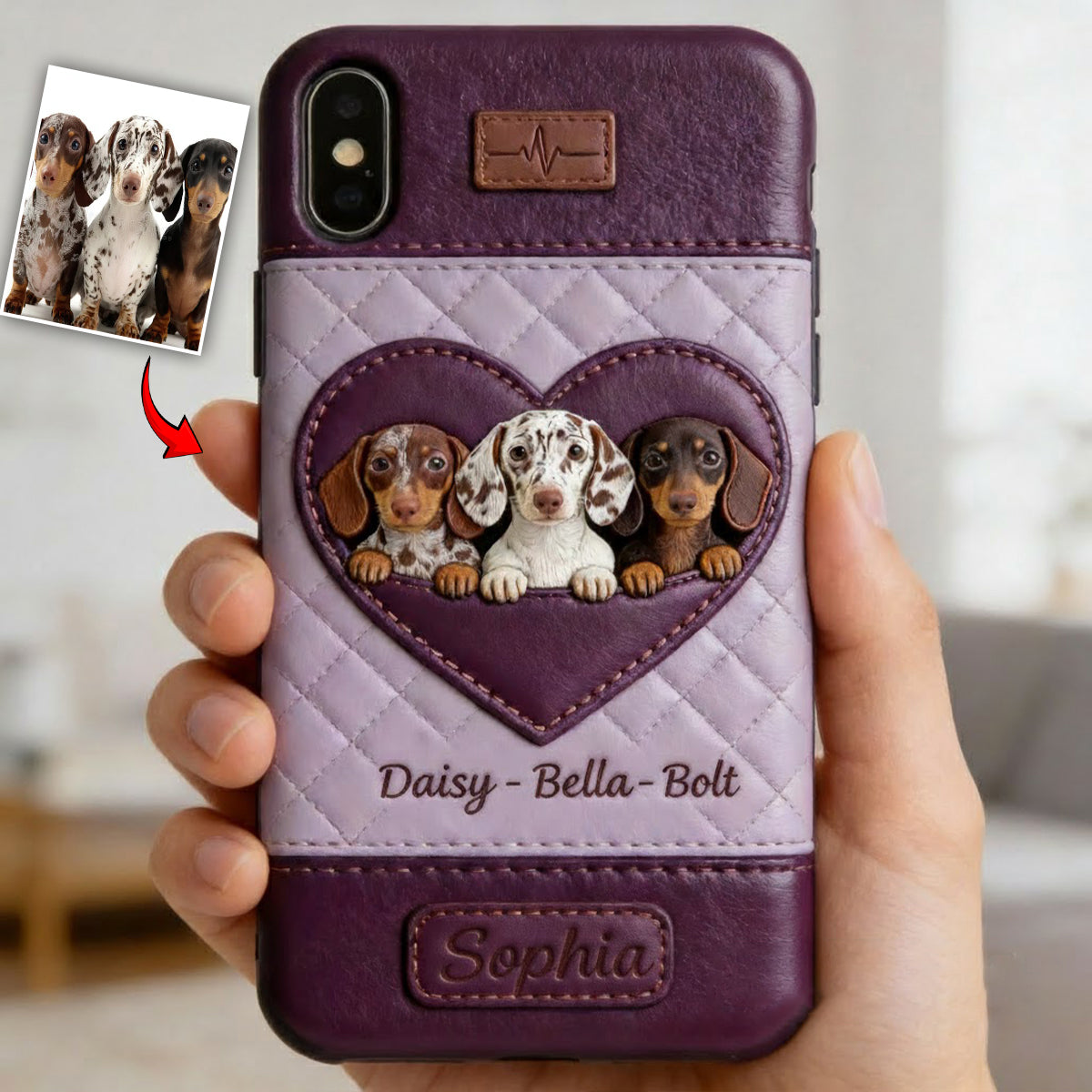 Étui de téléphone en cuir personnalisé à partir de n'importe quelle photo - Étui de téléphone en cuir pour chien personnalisé