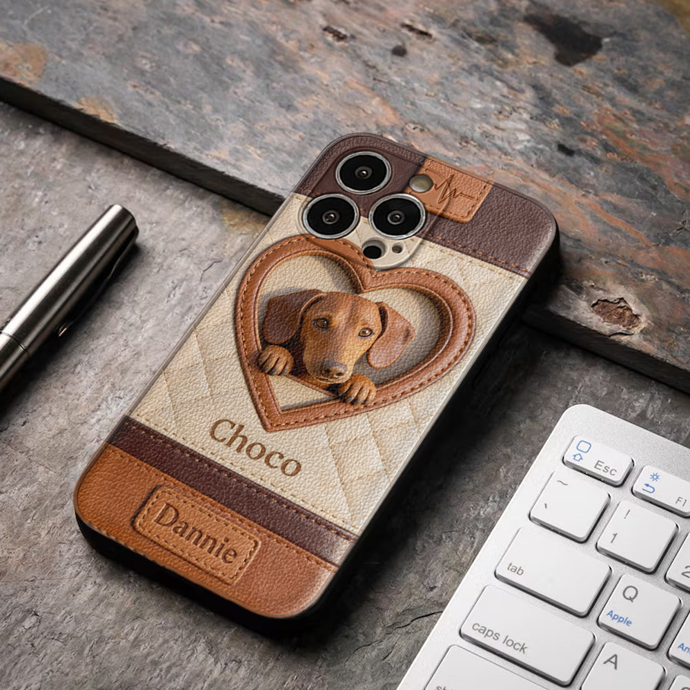 Étui de téléphone en cuir personnalisé à partir de n'importe quelle photo - Étui de téléphone en cuir pour chien personnalisé
