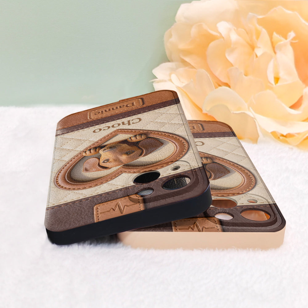 Étui de téléphone en cuir personnalisé à partir de n'importe quelle photo - Étui de téléphone en cuir pour chien personnalisé
