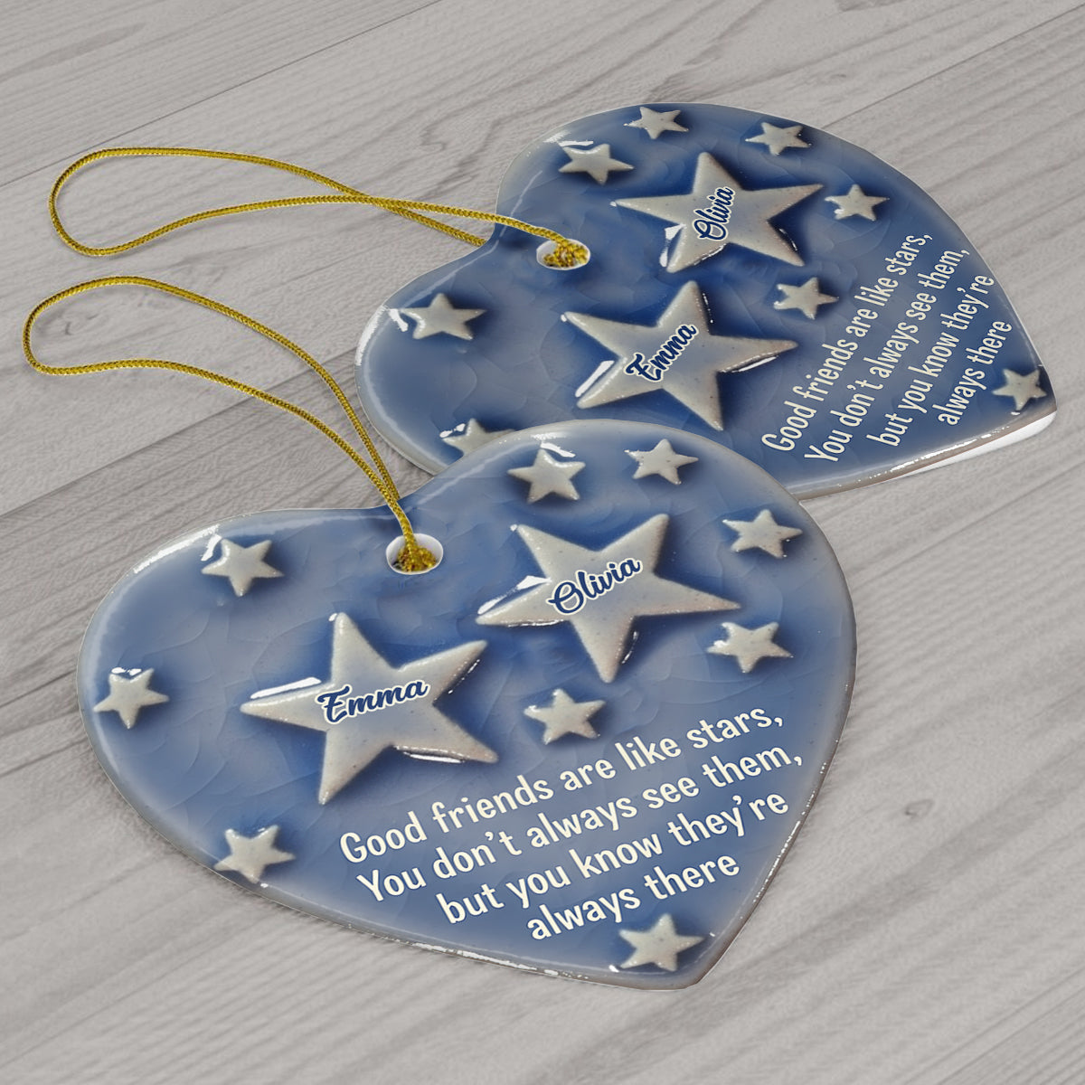 Good Friends Are Like Stars - Personalized Bestie Ceramic Heart Ornament