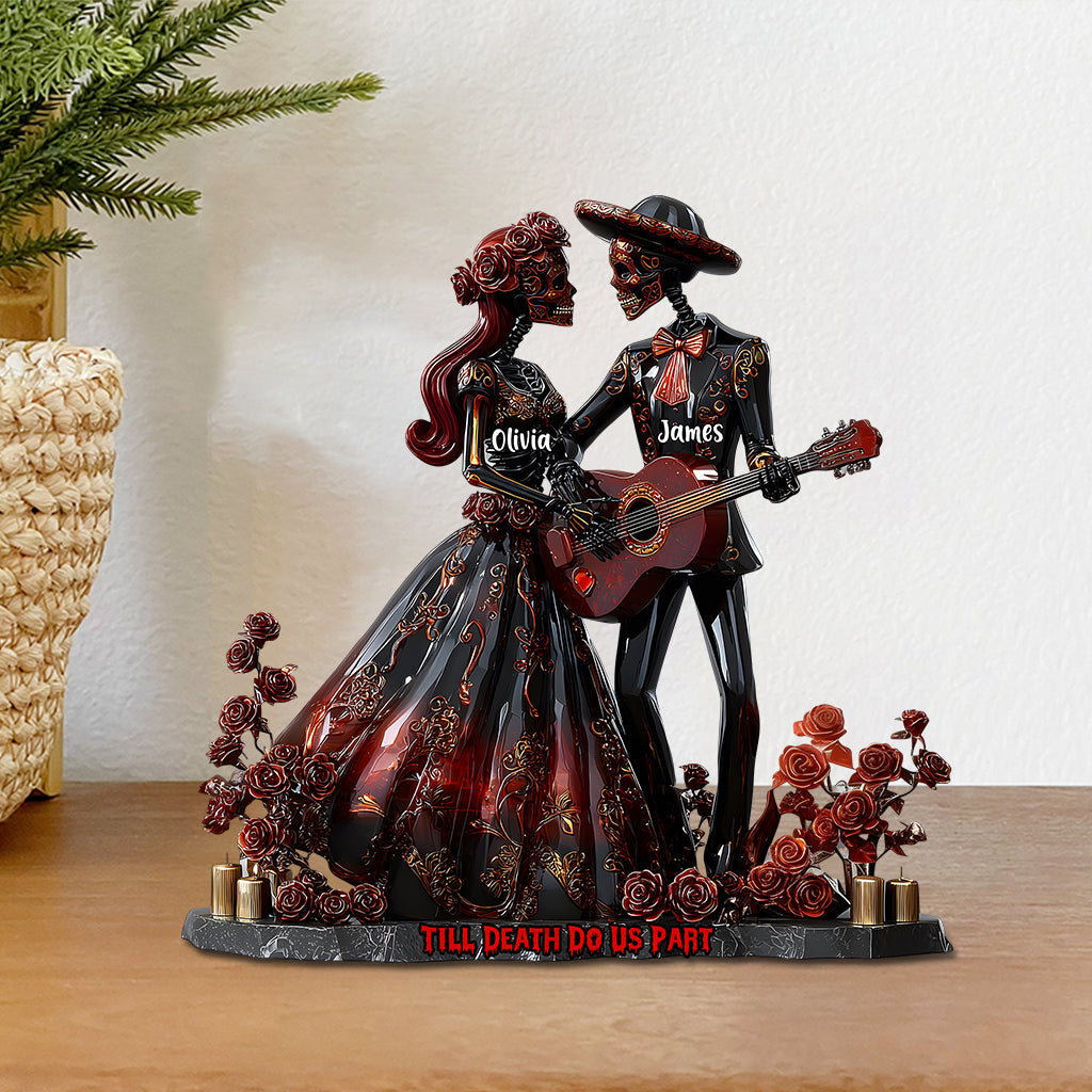 Jusqu'à ce que la mort nous sépare - Plaque acrylique personnalisée en forme de crâne