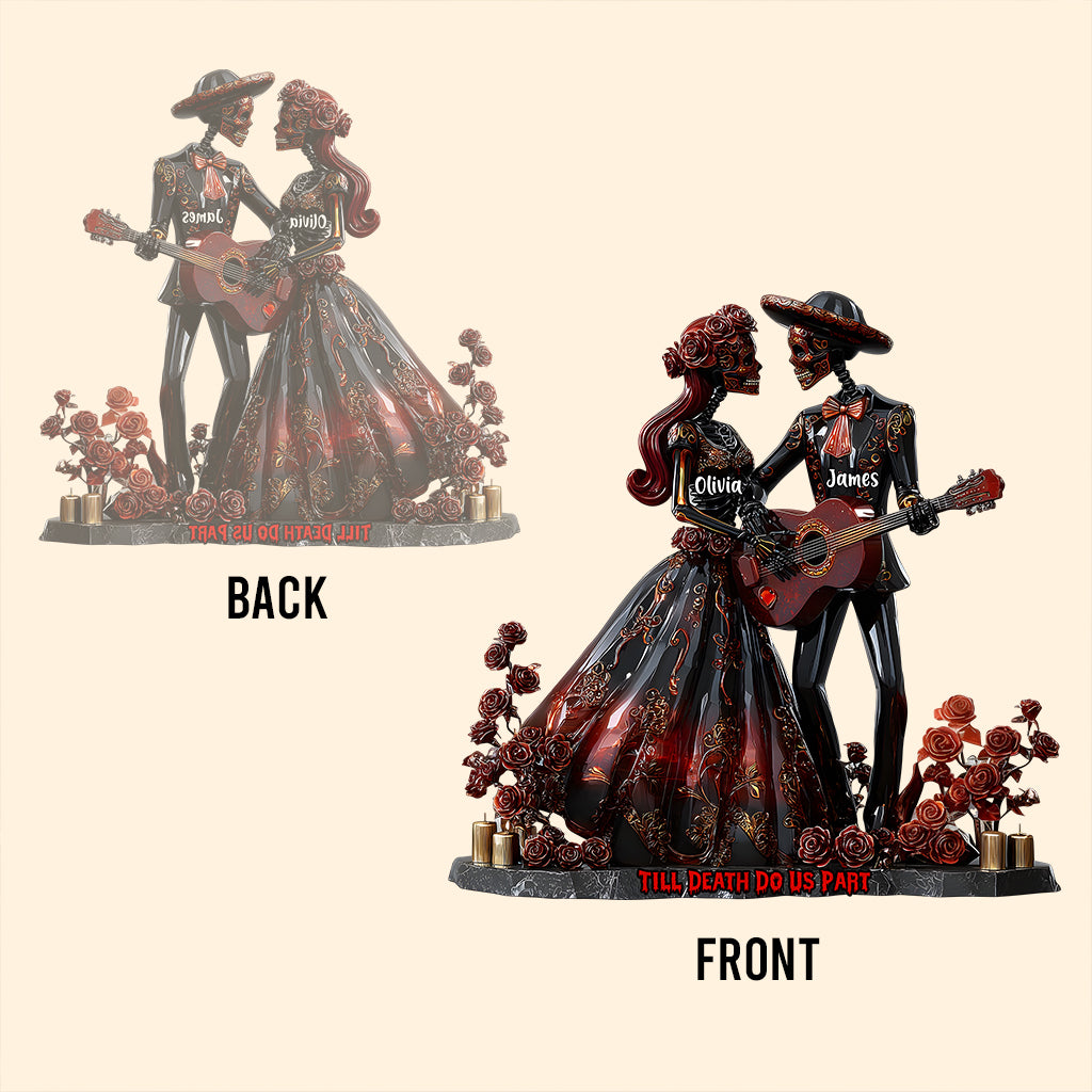 Jusqu'à ce que la mort nous sépare - Plaque acrylique personnalisée en forme de crâne