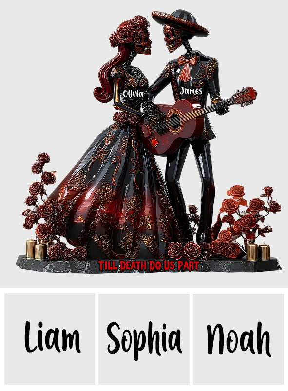 Jusqu'à ce que la mort nous sépare - Plaque acrylique personnalisée en forme de crâne