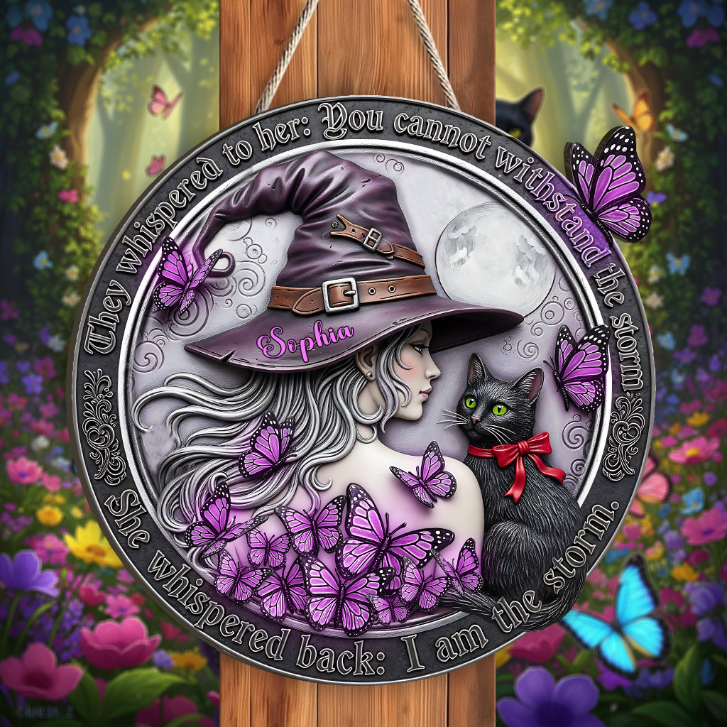 Je suis la sorcière - Panneau en bois personnalisé en forme de sorcière