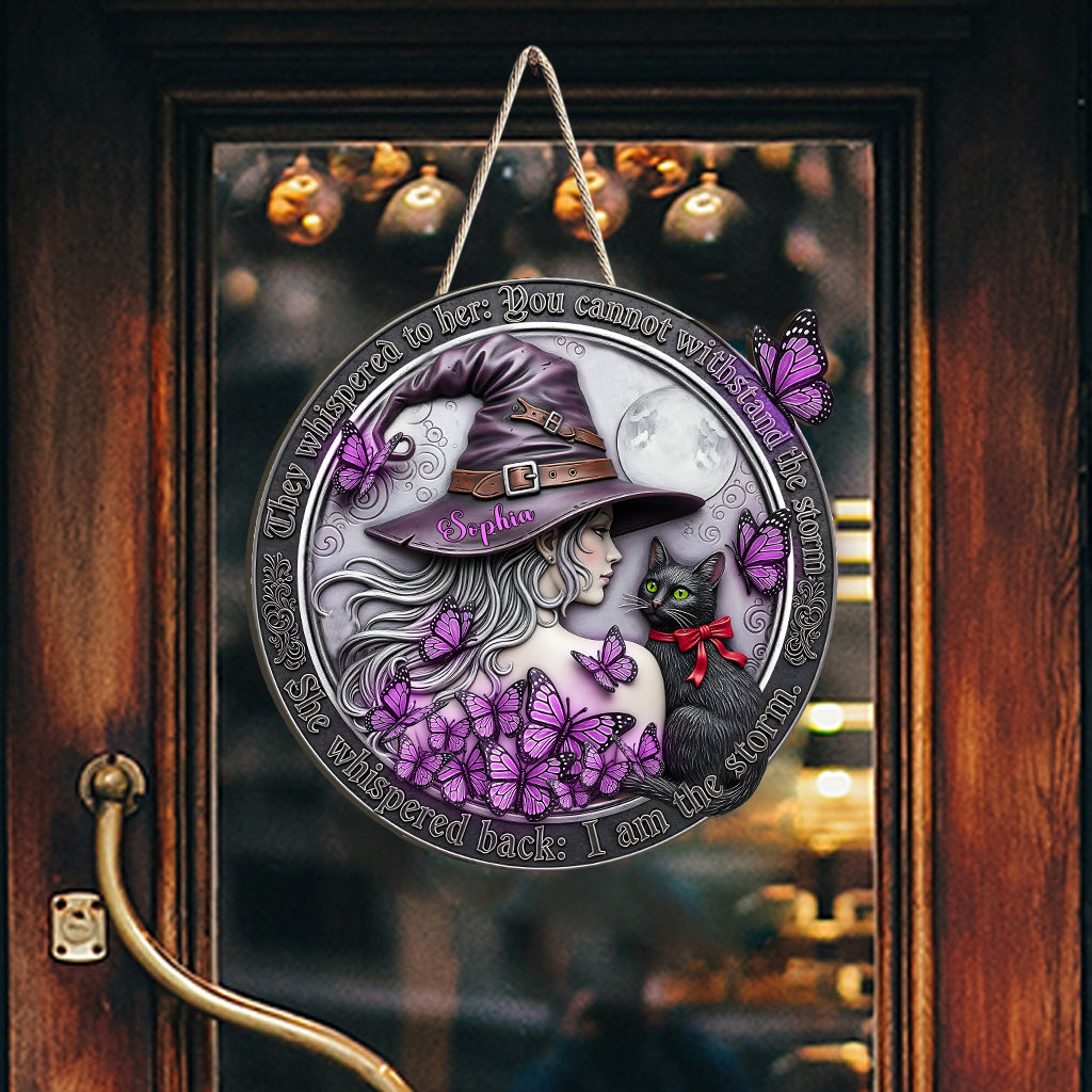 Je suis la sorcière - Panneau en bois personnalisé en forme de sorcière
