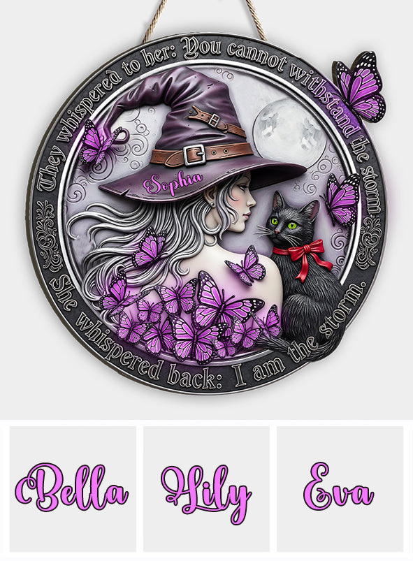 Je suis la sorcière - Panneau en bois personnalisé en forme de sorcière