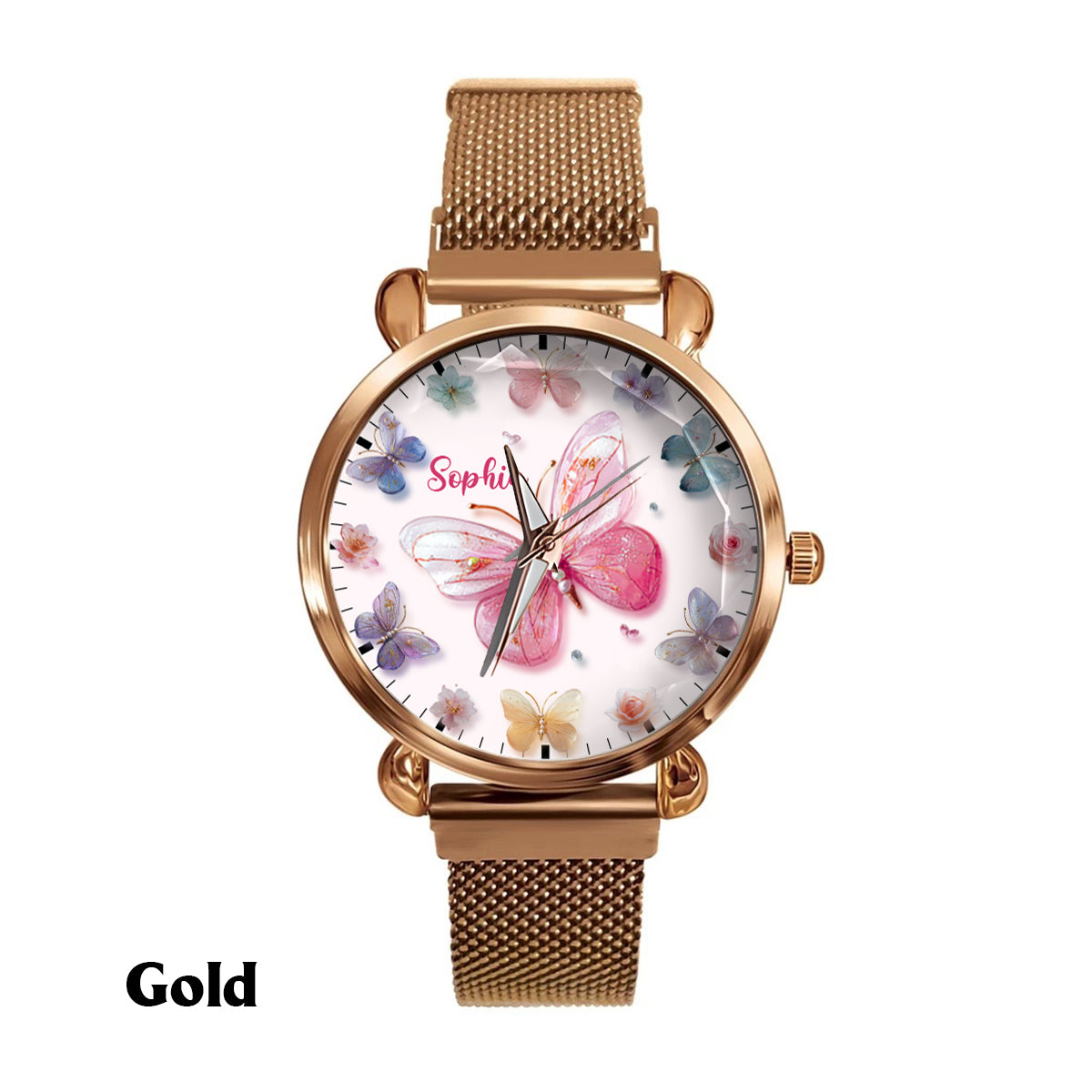 Montre-bracelet papillon personnalisée pour femme Crystal Butterflies - Papillons en cristal 