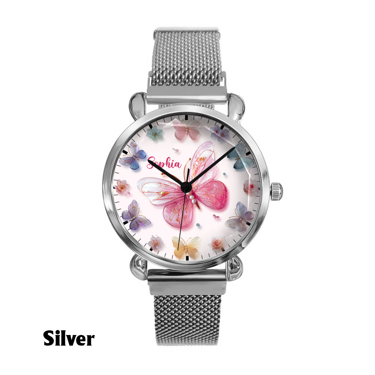Montre-bracelet papillon personnalisée pour femme Crystal Butterflies - Papillons en cristal 