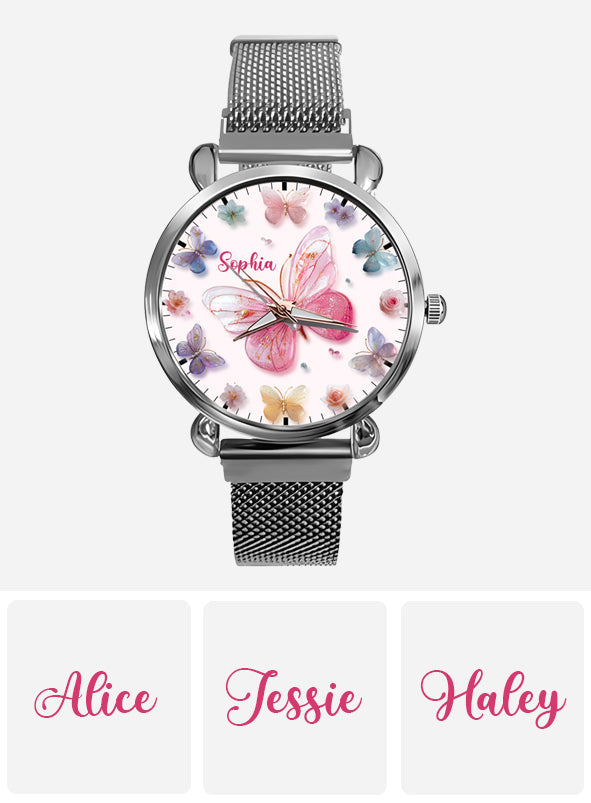 Montre-bracelet papillon personnalisée pour femme Crystal Butterflies - Papillons en cristal 
