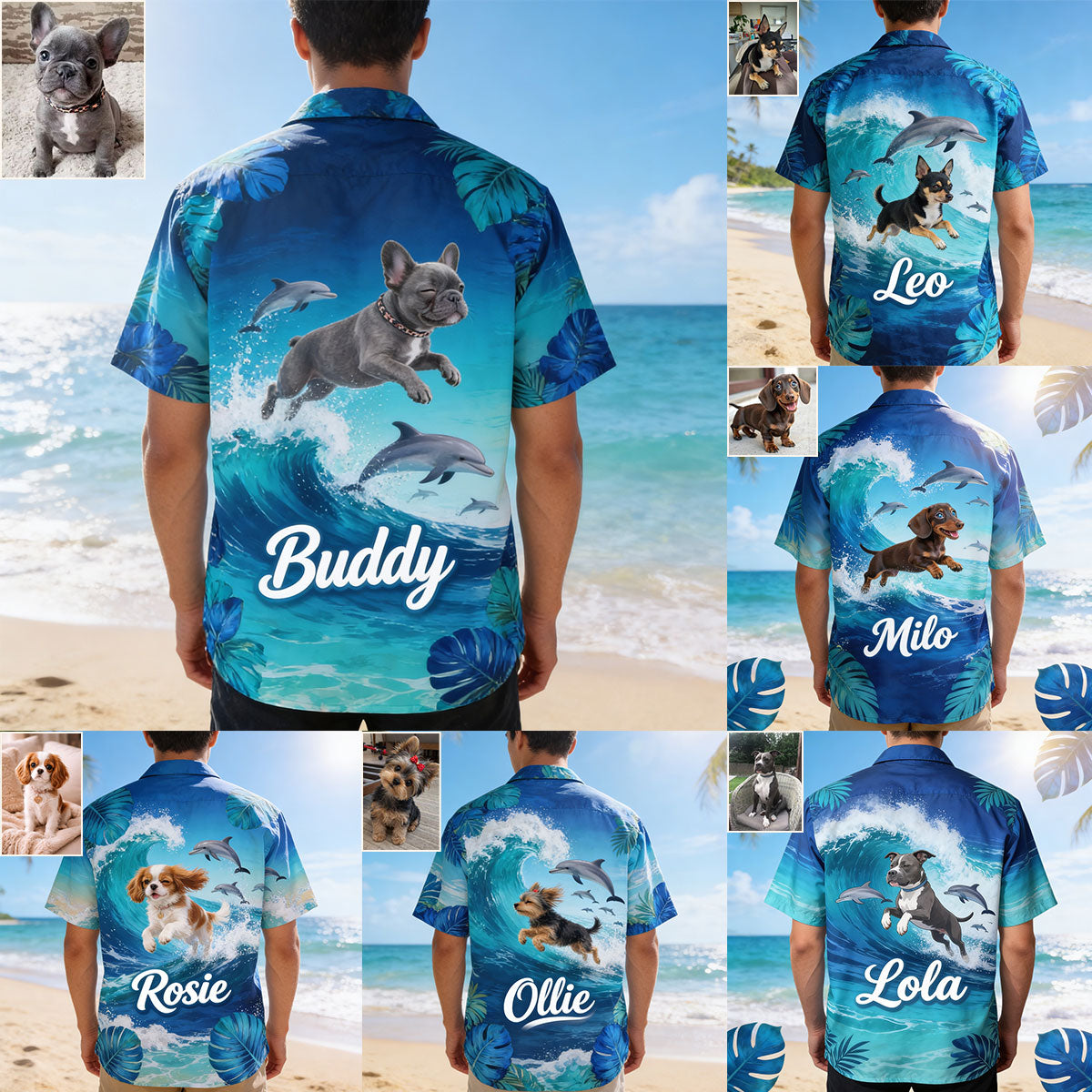 Chemise Hawaïenne Personnalisée pour Chien - Photo Amusante