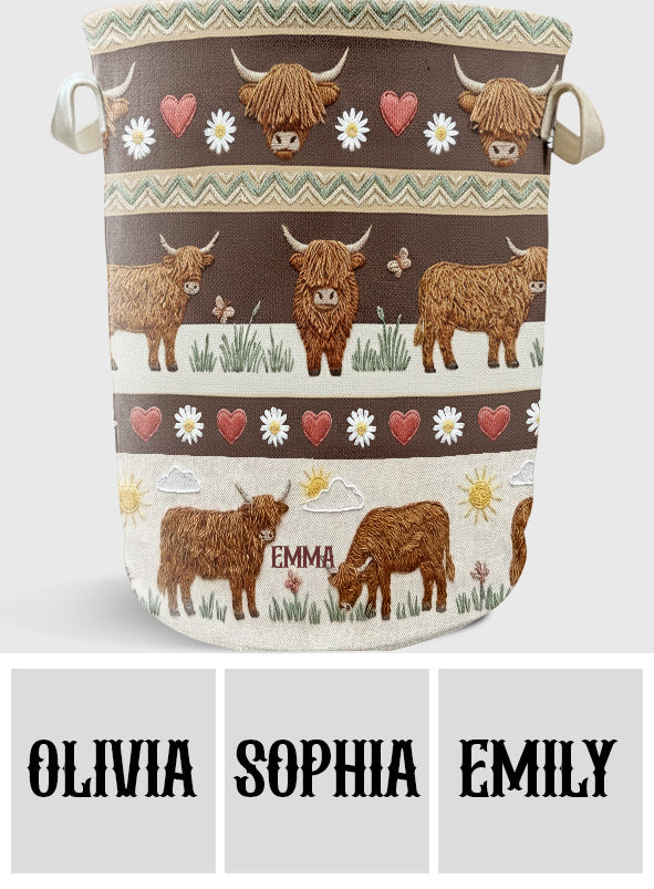 Farm Life - Personalized Highland Cow Storage Basket